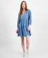 Women's Split-Neck Tiered Mini Dress