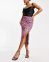 Фото #1 товара Edited ruched side midi skirt in pink floral