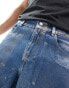 Фото #2 товара ASOS DESIGN baggy jeans with silver metallic foiling in mid wash blue