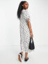 Фото #3 товара New Look tie sleeve smock dress in white polka dot