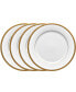 Charlotta Gold Set of 4 Dinner Plates, Service For 4