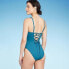 Фото #3 товара Women's Shaping Plunge High Leg One Piece Swimsuit - Shade & Shore Teal Blue L
