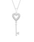 Фото #1 товара Macy's diamond Heart Key Pendant Necklace (1/10 ct. t.w.) In Sterling Silver