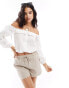 ASOS DESIGN off shoulder blouson sleeve top in cream