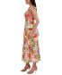 Woman's Printed V-Neck Tie-Straps Tiered Dress
