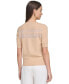 Фото #2 товара Women's Sheer-Stripe Rib-Edge Short-Sleeve Sweater