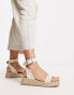 Фото #2 товара South Beach PU two part espadrille sandal with textured buckle in cream linen