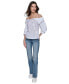 ფოტო #3 პროდუქტის Women's Cotton Poplin Off-The-Shoulder Top