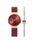 ფოტო #2 პროდუქტის Women's Classic Red Stainess Steel Milanese Mesh Bracelet Watch 31mm and Rose Gold-Tone Crystal Accent Bead Bracelet Gift Box Set