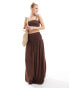 Esmee shirred beach crop top co-ord in brown Коричневый, 36 - фото #4