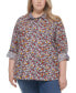 Plus Size Cotton Printed Utility Shirt