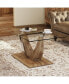 Minimalist glass coffee table with wood/MDF legs & steel columns: CT-907