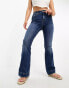 Фото #6 товара River Island Petite high rise flare jean in medium denim