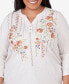 Фото #4 товара Plus Size Scottsdale Falling Floral Embroidered Henley Top