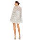 ფოტო #4 პროდუქტის Women's Floral Print Long Flare Sleeve Mesh A-Line Dress