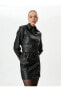 Юбка Koton Chain Faux Leather Belted Snap Mini E EW