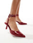 Bershka pointed toe heeled shoes in burgundy