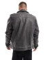 Фото #2 товара Brave Soul washed PU biker style jacket in black