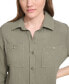 Фото #4 товара Petite Cotton Button-Front Roll-Sleeve Shirt