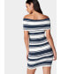 ფოტო #2 პროდუქტის Women's Off Shoulder Striped Sweater Dress