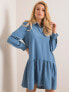 Фото #4 товара Женское платье свободного кроя с длинным рукавом и отложным воротником Factory Price