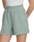 ფოტო #3 პროდუქტის Women's Smocked-Waist Double-Crepe Pull-On Cotton Shorts