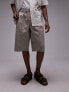 Topman long line shorts with pintuck in stone