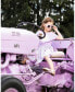 Girl Crinkle Dress With Applique Vichy Lilac - Child