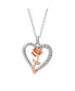 Фото #1 товара Disney princess Beauty and the Beast Two Tone Belle Rose Crystal Heart Pendant, 18"