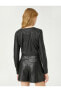 Лонгслив Koton Faux Leather Zip Up Neck