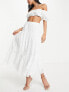 Фото #1 товара French Connection cotton tiered maxi skirt in white embroidery - WHITE
