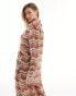 South Beach embroidered oversized beach shirt co-ord in rust