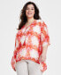 Фото #1 товара Plus Size Lacey Lush Lace-Up Poncho, Created for Macy's