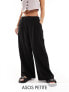 Фото #1 товара ASOS DESIGN Petite Wide leg dad trouser with linen in black