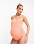 Фото #2 товара The Frolic Maternity topaz crinkle ring front swimsuit in cantaloupe