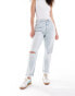 ASOS DESIGN Hourglass relaxed mom jean in light blue with rip
