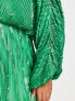 ASOS DESIGN Curve embellishment mini dress with blouson sleeve in green