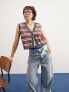 Фото #7 товара ASOS DESIGN crop knitted waistcoat in stripe