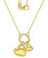 ფოტო #1 პროდუქტის Cubic Zirconia Double Heart Charm & Holder Pendant Necklace, 16" + 2" extender