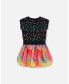 Girl Bi-Material Dress With Rainbow Mesh Bubble Skirt - Child