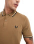 Фото #3 товара Fred Perry twin tipped polo shirt in light brown