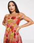 Фото #4 товара ASOS DESIGN Tall corset detail cowl neck playsuit in blurred floral print