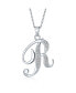 Фото #1 товара ABC Cubic Zirconia Pave CZ Cursive Script Letter Alphabet Initial Pendant Necklace For Women .925 Sterling Silver