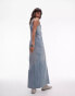 Фото #3 товара Topshop denim sleeveless maxi dress in bleach