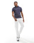 Polo Ralph Lauren icon logo stripe pima cotton polo slim fit in navy/white