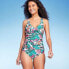 Фото #1 товара Women's Full Coverage Tummy Control Tropical Print Front Wrap One Piece
