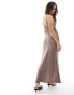 Фото #4 товара New Look cowl neck strappy maxi dress in taupe