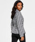 Women's Houndstooth Belted Asymmetrical Jacket