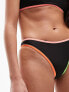 Topshop mix and match neon trim high leg bikini bottoms in black