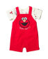 Фото #2 товара Baby Boys Elmo French Terry Short Overalls T-Shirt and Hat 3 Piece Outfit Set Newborn to